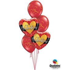 Bukiet 508 Valentine Burnished Heart Gold Qualatex #46076-2 40862-3